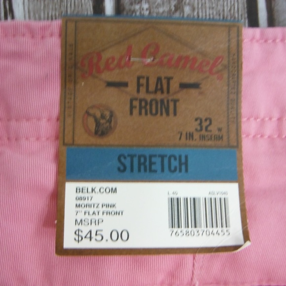 Red Camel Flat Front Stretch Pink Walking Shorts - Picture 3 of 6